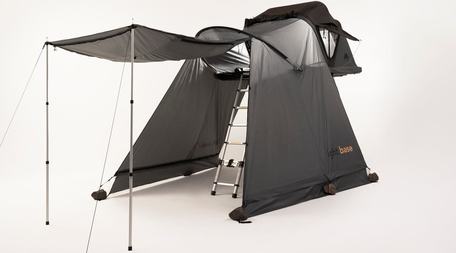Light Base Rooftop tent Annex that fits Roof Space 2 tents can be transformed into an Awning.