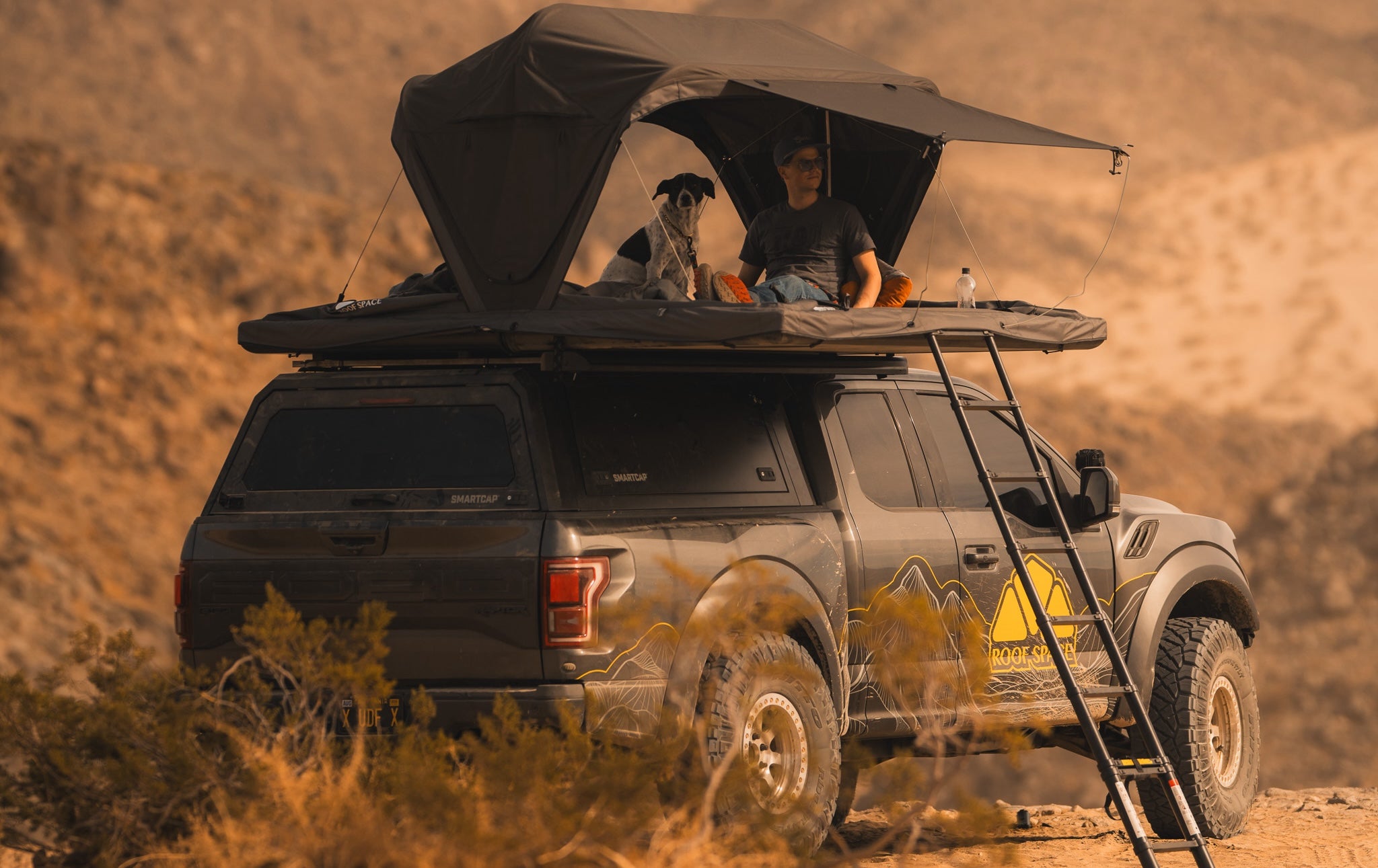 Roof Space 4 rooftop tent with industry-first Double Panorama Mode, featuring fully openable sides for immersive 360° views.